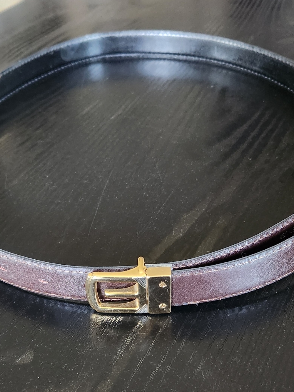 Brown Leather Belt with Gold Buckle